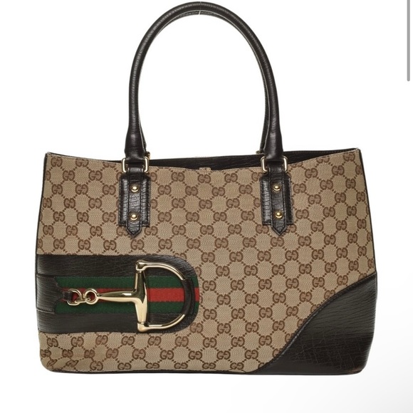 Gucci Monogram Medium Hasler Tote Dark Brown (137385) - Picture 1 of 8